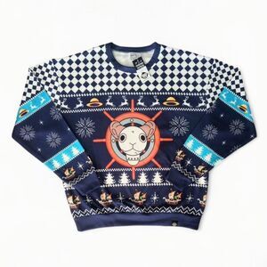 One Piece Straw Hat Pirates Ship Going Merry Ugly Christmas Sweatshirt Sz L